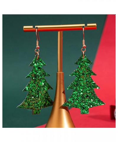 Lightweight Christmas Tree Faux Leather Sequins Dangle Earrings Glitter three-layer splicing sequin PU Earrings for Women Gir...