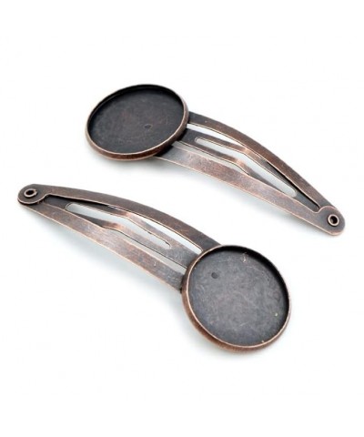 12mm 20mm 10pcs Rhodium Silver Plated Bronze Black Copper Material Hairpin Hair Clips Base Setting Cabochon Cameo (Color : Gu...