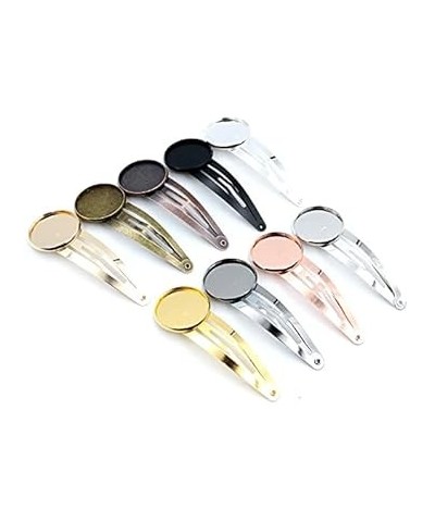 12mm 20mm 10pcs Rhodium Silver Plated Bronze Black Copper Material Hairpin Hair Clips Base Setting Cabochon Cameo (Color : Gu...