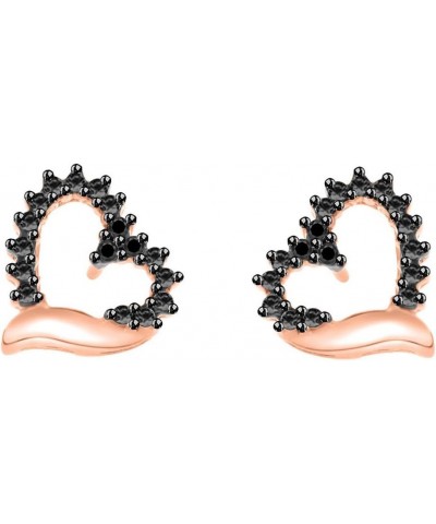 Black Natural Diamond Stud Earrings In 14K Gold Over Sterling (1/20 Ct) rose-gold-plated-silver $41.03 Earrings