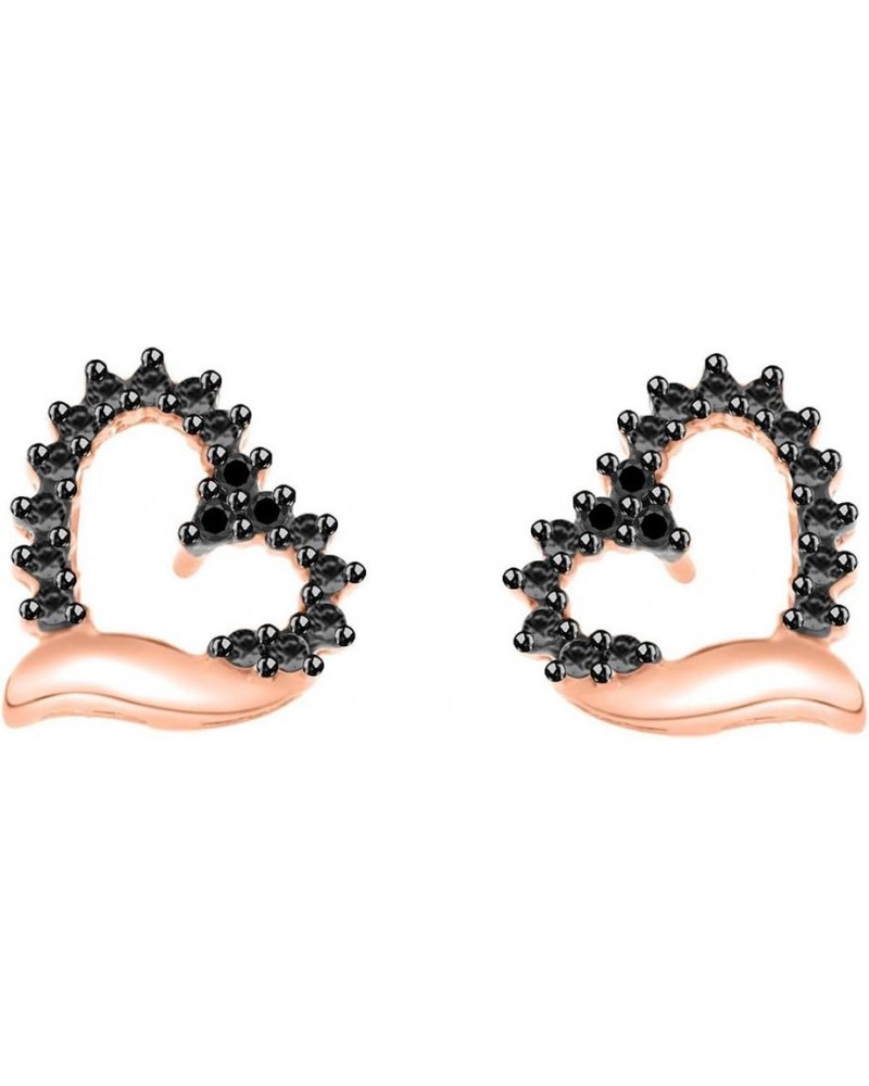 Black Natural Diamond Stud Earrings In 14K Gold Over Sterling (1/20 Ct) rose-gold-plated-silver $41.03 Earrings