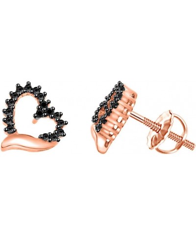 Black Natural Diamond Stud Earrings In 14K Gold Over Sterling (1/20 Ct) rose-gold-plated-silver $41.03 Earrings