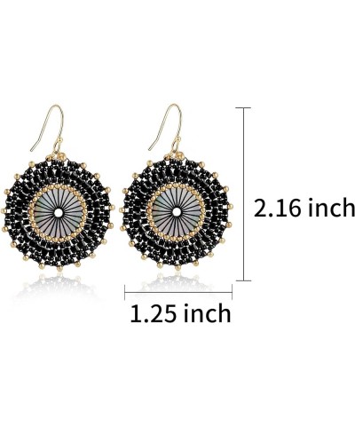 Colorful Bead Earrings For Women Summer Beach Handmade Bead Earrings Bohemia Hoop Dangle Earring For Girls Black $9.51 Earrings