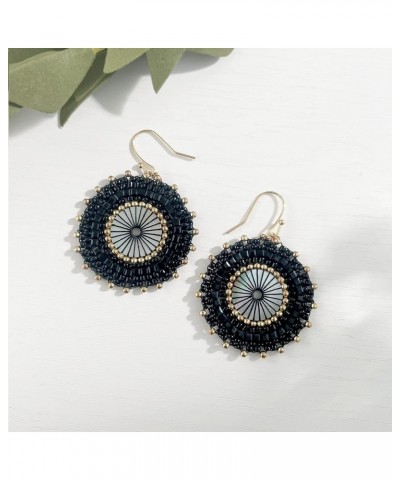 Colorful Bead Earrings For Women Summer Beach Handmade Bead Earrings Bohemia Hoop Dangle Earring For Girls Black $9.51 Earrings