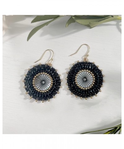 Colorful Bead Earrings For Women Summer Beach Handmade Bead Earrings Bohemia Hoop Dangle Earring For Girls Black $9.51 Earrings