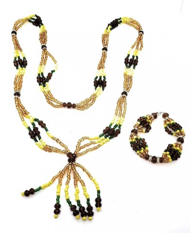 WORLDMARTSHOPPING - Santeria, Orisha Fancy Party Beaded Necklace & Bracelet (Maso Style) Oshun Olordi $38.64 Bracelets