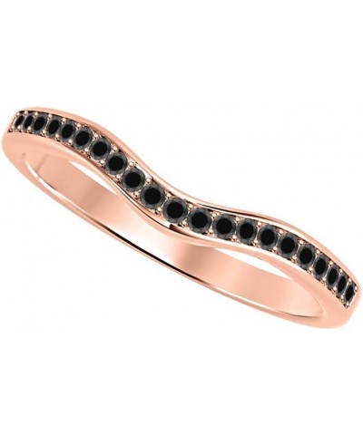 Round Cut Black Diamond 14K Gold Plated Half Eternity Curved Band Wedding Ring For Womens Pink $18.90 Rings