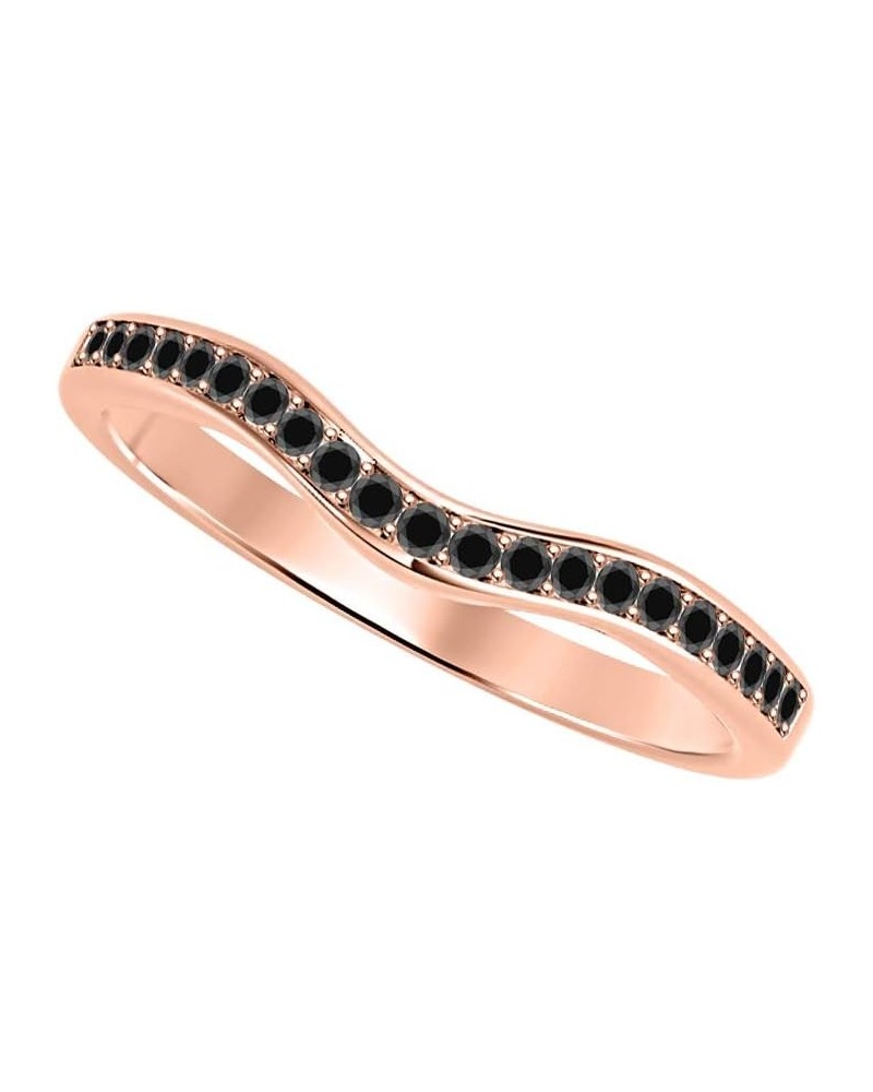 Round Cut Black Diamond 14K Gold Plated Half Eternity Curved Band Wedding Ring For Womens Pink $18.90 Rings