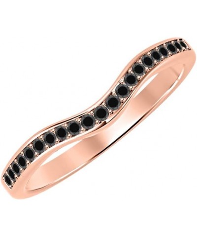 Round Cut Black Diamond 14K Gold Plated Half Eternity Curved Band Wedding Ring For Womens Pink $18.90 Rings