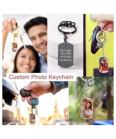 Custom Keychains with Picture 2-Sides Photo Personalized Heart/Square/Oval Acrylic Crystal, Stainless Steel Keyring 2. Dog Ta...