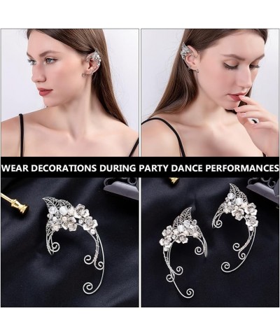 Elf Ear Cuffs Handmade Clip on Earrings Pearl Crystal Wing Tassel Filigree Elven Earrings Wedding Holiday Jewelry Gift $10.08...