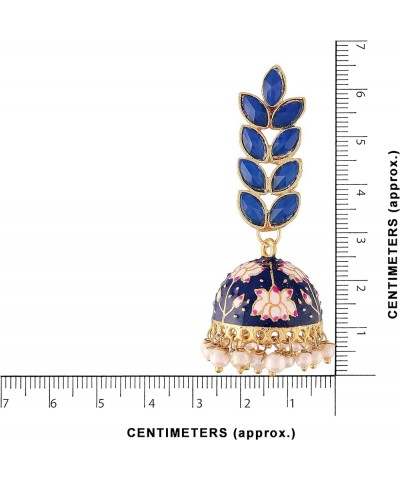 18k Gold Plated Indian Wedding Bollywood Enamel Leaf Shape Jhumki Earring For Women (E2922) Blue $13.92 Earrings