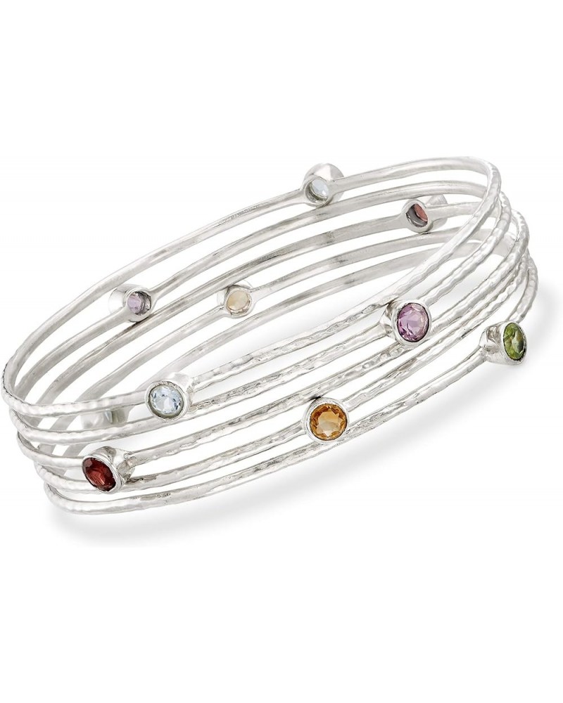 2.30 ct. t.w. Multi-Stone Jewelry Set: 5 Bangle Bracelets in Sterling Silver 8.0 Inches $54.25 Bracelets