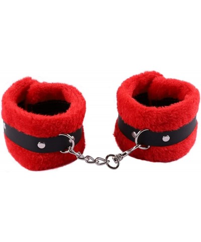 Fur Handcuff Bracelet Soft Plush Fur Leg Cuff Adjustable Handcuffs Bracelet for Women Men Lover Couple Red $5.49 Bracelets