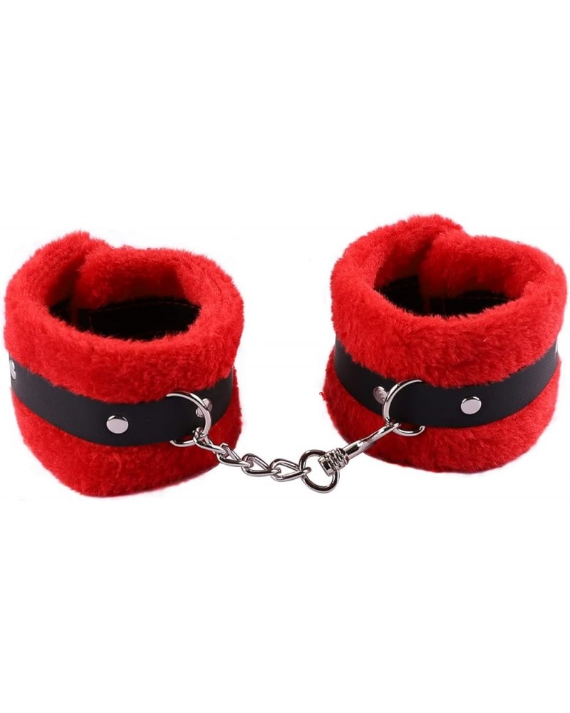 Fur Handcuff Bracelet Soft Plush Fur Leg Cuff Adjustable Handcuffs Bracelet for Women Men Lover Couple Red $5.49 Bracelets