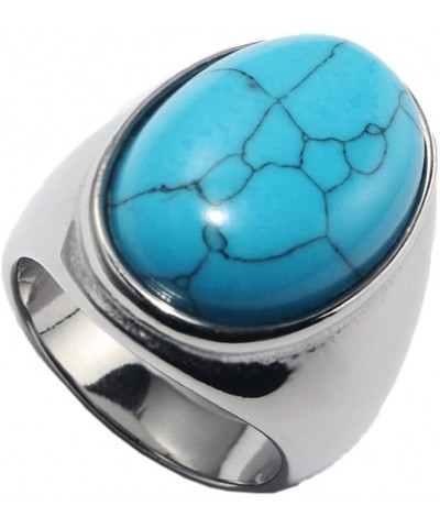 Men's Women's Stainless Steel Gemstone Ring Multi Colors Silver Lake Blue $8.47 Rings