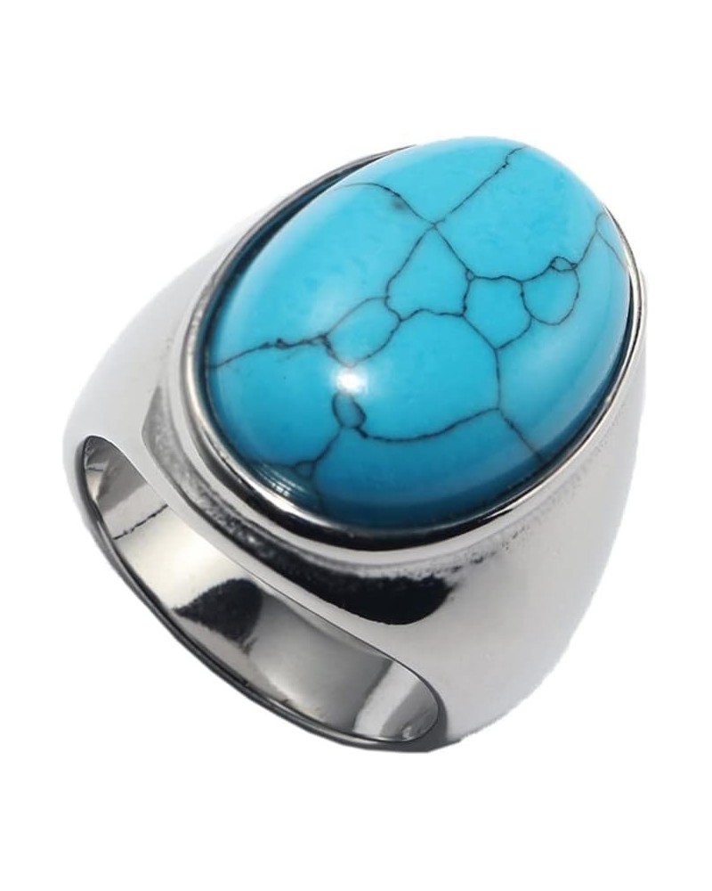 Men's Women's Stainless Steel Gemstone Ring Multi Colors Silver Lake Blue $8.47 Rings