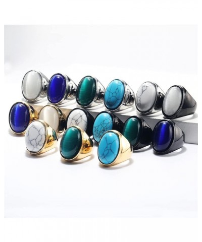 Men's Women's Stainless Steel Gemstone Ring Multi Colors Silver Lake Blue $8.47 Rings