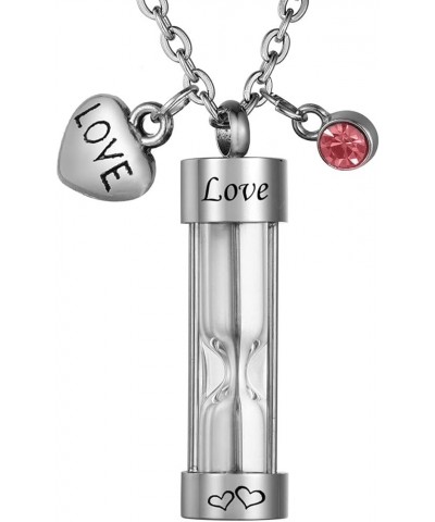 Cylinder Hourglass Memorial Keepsake Stainless Steel Cremation Jewelry Urn Pendant Necklace for Ashes Love - Engraving $10.06...