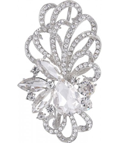 Austrian Crystal Flower Ribbon Teardrop Brooch Pendant Clear $9.89 Brooches & Pins