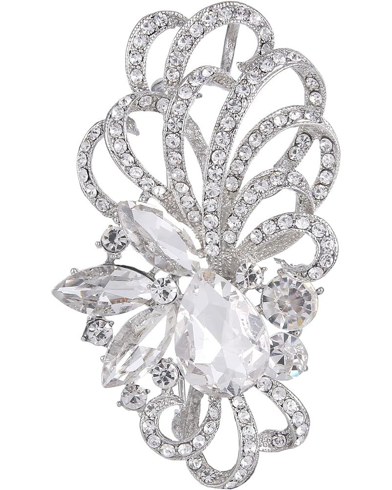 Austrian Crystal Flower Ribbon Teardrop Brooch Pendant Clear $9.89 Brooches & Pins