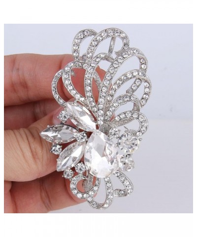 Austrian Crystal Flower Ribbon Teardrop Brooch Pendant Clear $9.89 Brooches & Pins