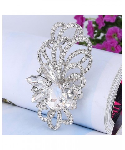 Austrian Crystal Flower Ribbon Teardrop Brooch Pendant Clear $9.89 Brooches & Pins