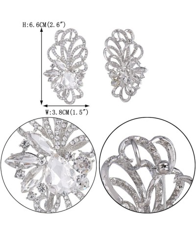 Austrian Crystal Flower Ribbon Teardrop Brooch Pendant Clear $9.89 Brooches & Pins