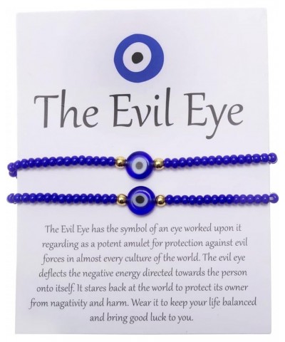 2Pack Evil Eye Bracelets for Women, Eye Bracelet for Protection for Women Men, Adjustable Mexican Ojo Bracelets for Men Blue ...