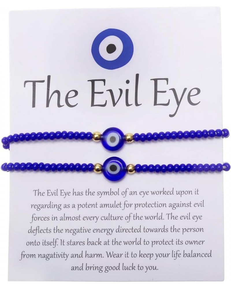 2Pack Evil Eye Bracelets for Women, Eye Bracelet for Protection for Women Men, Adjustable Mexican Ojo Bracelets for Men Blue ...