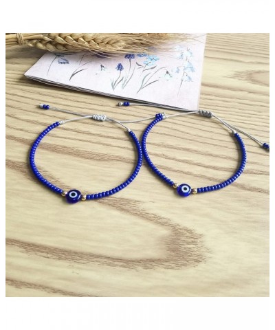 2Pack Evil Eye Bracelets for Women, Eye Bracelet for Protection for Women Men, Adjustable Mexican Ojo Bracelets for Men Blue ...