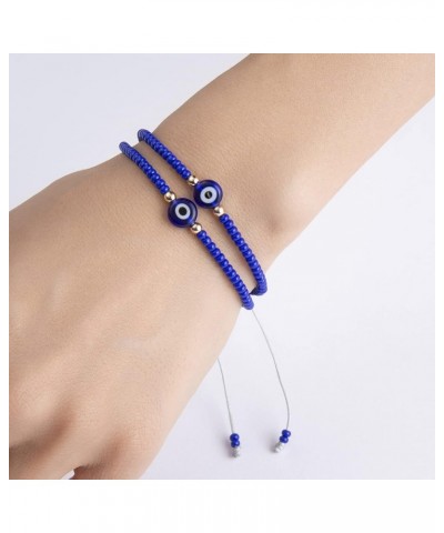 2Pack Evil Eye Bracelets for Women, Eye Bracelet for Protection for Women Men, Adjustable Mexican Ojo Bracelets for Men Blue ...