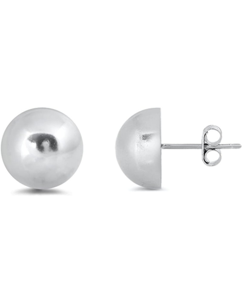 Half Ball Earrings Polish Finish 925 Sterling Silver Studs Push Back Rhodium Plated 5mm - 18mm 18mm $9.00 Earrings