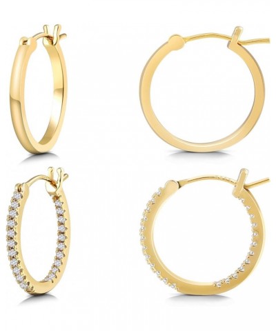 Hoop Earrings for Women, 14K Gold Plated Hoops with 925 Sterling Silver Post 20MM Yellow Gold $11.12 Earrings