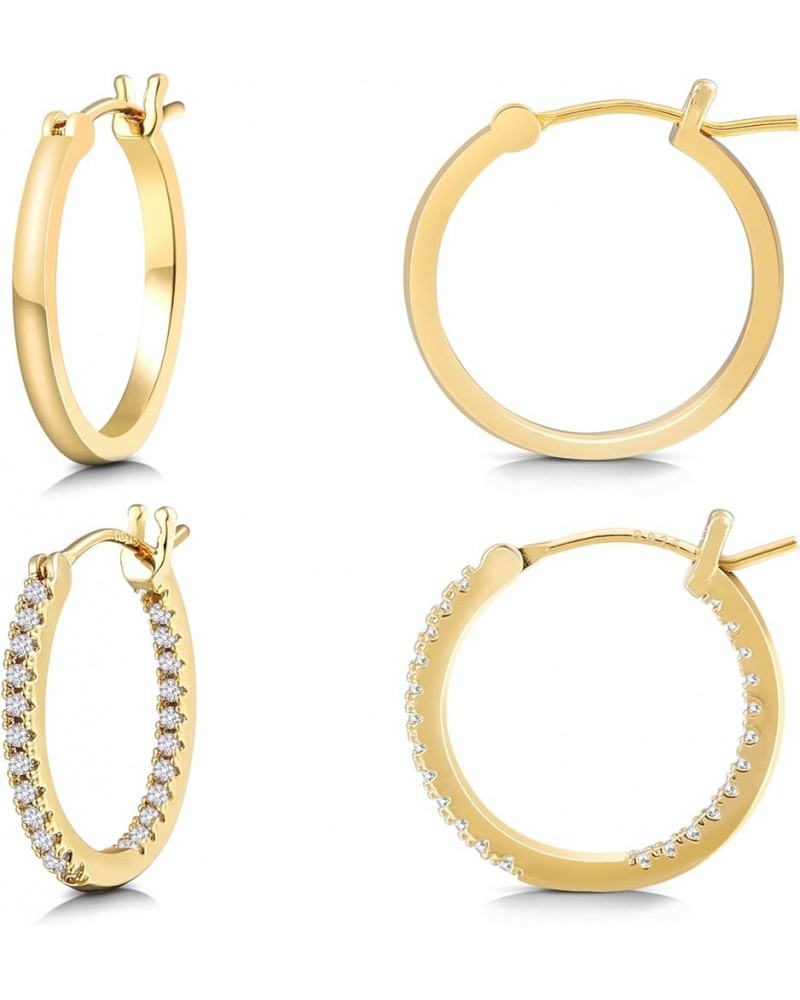 Hoop Earrings for Women, 14K Gold Plated Hoops with 925 Sterling Silver Post 20MM Yellow Gold $11.12 Earrings