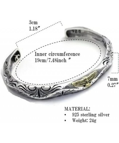 COSUMOSU Sterling silver Eagle Hawk Cuff Bangle Bracelet Adjustable for Men Eagle $34.68 Bracelets