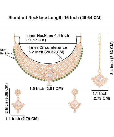 Indian Bollywood Traditional Crystal Kundan Choker Necklace Earrings Maang Tikka Wedding Bridal Jewelry Set For Women Style 2...