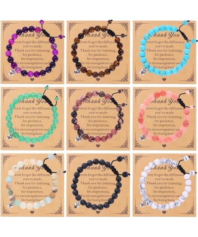 9Pcs Healing Stone Beaded Bracelets for Women Men Semi-Precious Gemstones Bracelets Crystal Beaded Thank You Gifts Bracelet U...