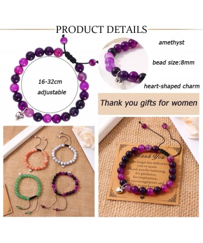 9Pcs Healing Stone Beaded Bracelets for Women Men Semi-Precious Gemstones Bracelets Crystal Beaded Thank You Gifts Bracelet U...