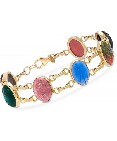 Multi-Gemstone Scarab Bracelet in 18kt Gold Over Sterling 8.0 Inches $66.00 Bracelets