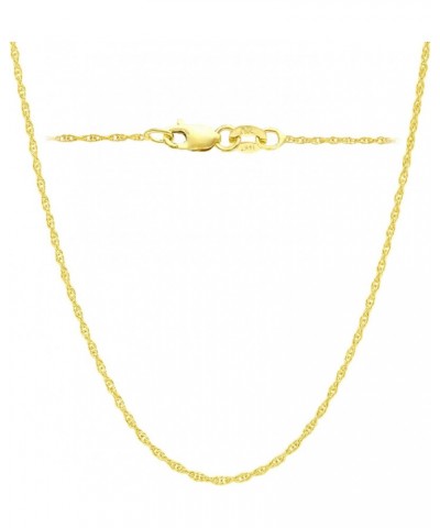 10K Yellow Solid Gold Italian Diamond Cut 1mm Rope Chain Necklace Very Thin Lightweight Strong (18 Inches Yellow-Gold ITALY) ...