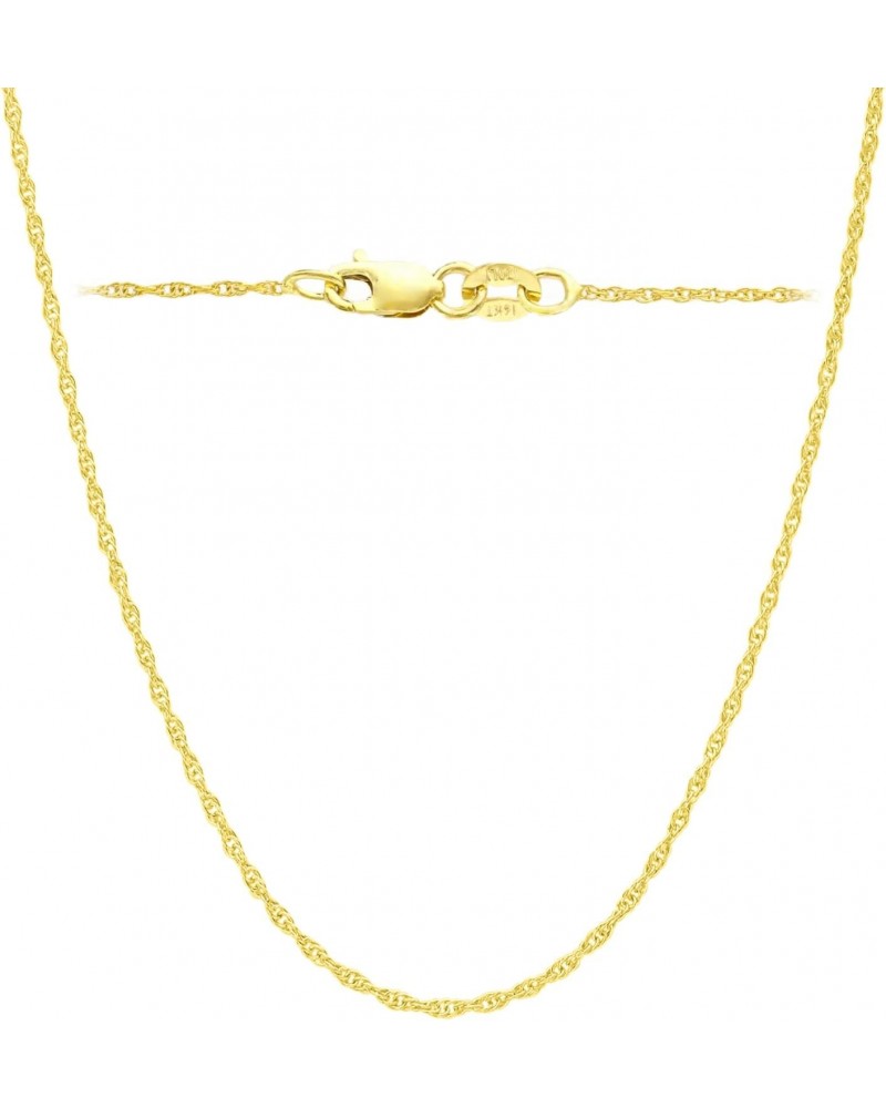 10K Yellow Solid Gold Italian Diamond Cut 1mm Rope Chain Necklace Very Thin Lightweight Strong (18 Inches Yellow-Gold ITALY) ...