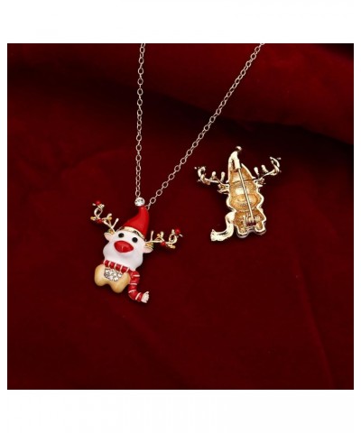 3 Pcs Christmas Austrian Crystal Pendant Necklace Adjustable Ring Brooch Deer Costume Jewelry Set for Christmas Thanksgiving ...