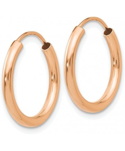 14k Yellow White Rose Gold Polished Round Endless 2mm Hoop Earrings Rose Gold 18mm $47.49 Earrings