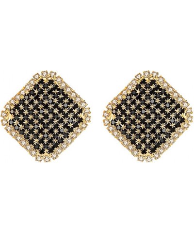 Crystal Stud Earrings Black Studs Earrings Pierced Fashion Jewelry for Women Girls Crystal Stud Earrings Black $4.58 Earrings