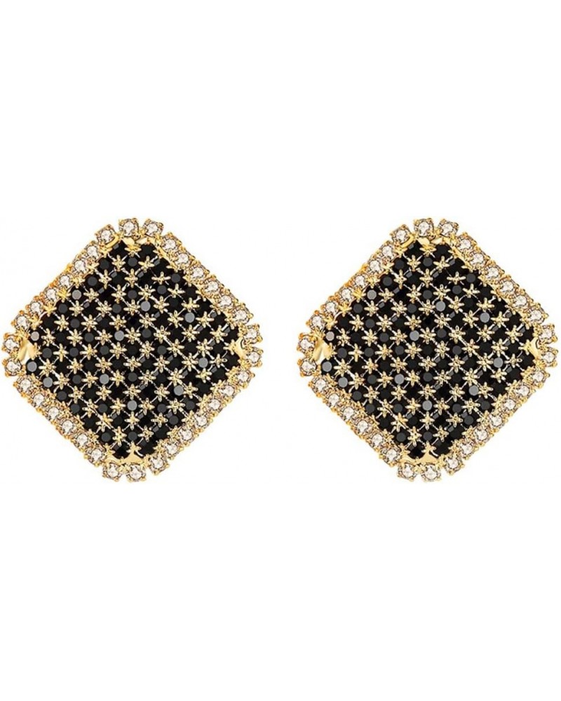 Crystal Stud Earrings Black Studs Earrings Pierced Fashion Jewelry for Women Girls Crystal Stud Earrings Black $4.58 Earrings