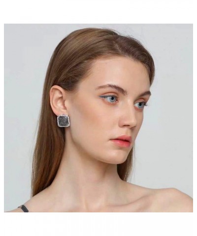 Crystal Stud Earrings Black Studs Earrings Pierced Fashion Jewelry for Women Girls Crystal Stud Earrings Black $4.58 Earrings