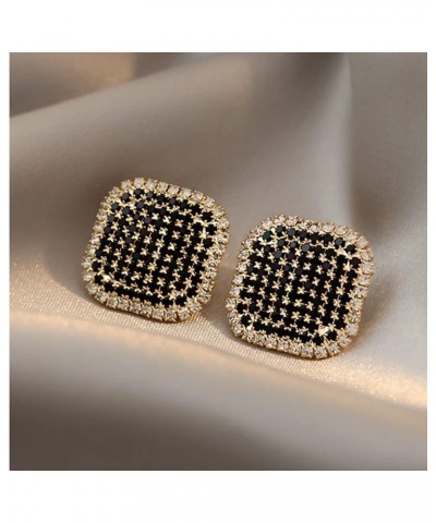 Crystal Stud Earrings Black Studs Earrings Pierced Fashion Jewelry for Women Girls Crystal Stud Earrings Black $4.58 Earrings