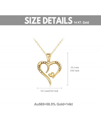 14k Gold I love You Forever Heart Necklace for Women, Real Gold Love Jewelry for Her, 16+1+1 Inch Yellow Gold gold $86.36 Nec...