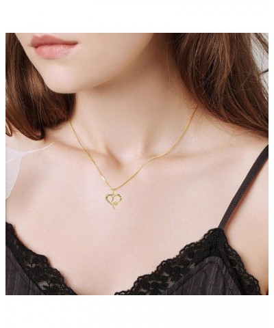 14k Gold I love You Forever Heart Necklace for Women, Real Gold Love Jewelry for Her, 16+1+1 Inch Yellow Gold gold $86.36 Nec...